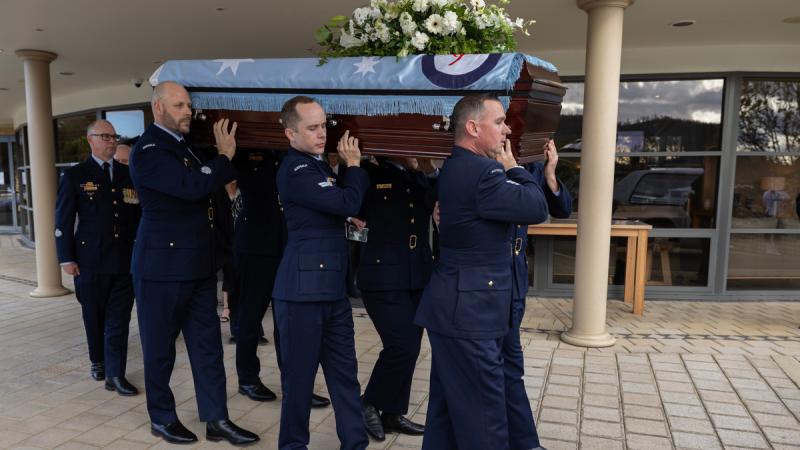 Aviators from 2 and 29 Squadrons formed both an honour guard and bearer party for the late Flight Lieutenant Brian Winspear AM in Mornington, Tasmania.