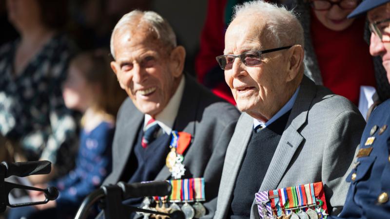 World War Bomber Command veterans Howard Hendrick and Ray Merrill attend the 2025 Bomber Command Commemorative Service in Adelaide.