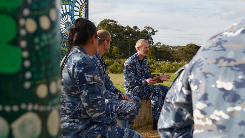 As an icebreaker, aviators from units across RAAF Base Williamtown used Conversations for Cultural Shift cards to guide meaningful dialogue during a yarning circle as part of National Reconciliation Week.