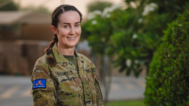 Leading Aircraftwoman Louise Baldry, an Air Force medical technician from Expeditionary Health Squadron, deployed during Operation Beech. 
