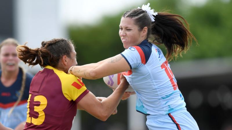 Corporal Nicole Gusman, shown representing the ADF in rugby league, made a global impact by assisting Team Palau at the Pacific Mini Games.