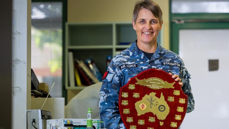 Squadron Leader Kathryn Staughton, recipient of the McCarthy Rowbottom Jones Memorial Award, at Gallipoli Barracks, Brisbane.