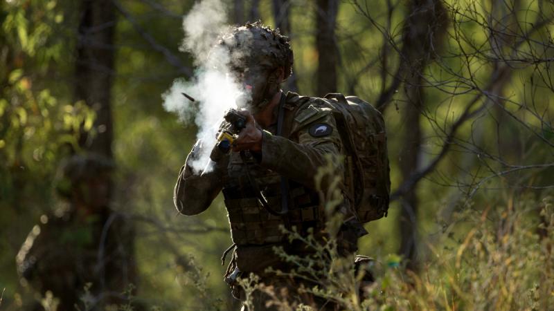 Soldiers from the 1st Battalion, Royal New Zealand Infantry Regiment, manoeuvres during an assault on Exercise Talisman Sabre 2025. 