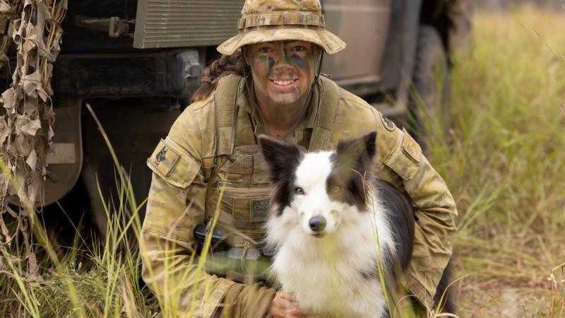 Australian Army soldier Private Shonee Gelhaar and her explosive detection dog Ash, from the 3rd Combat Engineer Regiment, put their skills to the test at Townsville during Exercise Talisman Sabre 2025. 