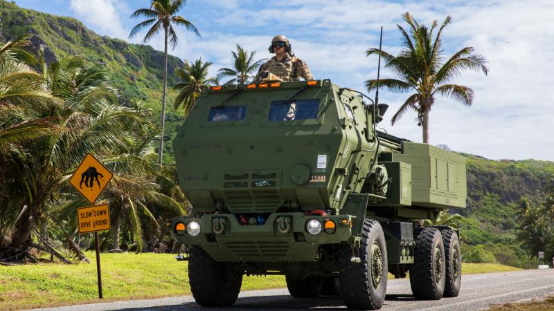 A US Army M142 HIMARS transits through Christmas Island as part of Exercise Talisman Sabre 2025.