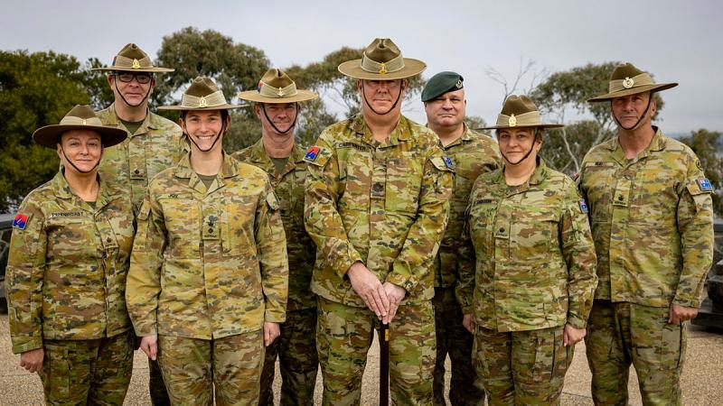 Lieutenant Colonel Melissa Joy, front row second from left, Commanding Officer of the Army Personnel Support Unit, with detachment Officers-In-Command in Canberra.