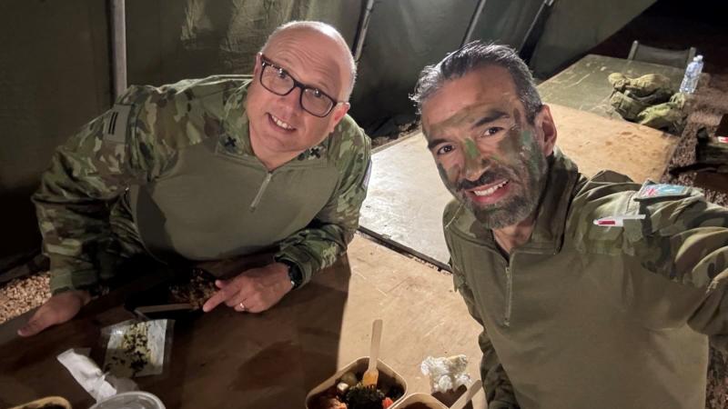 Chaplain Jean-Pierre Schroeder, left, with Chaplain Miljan Popovic at RAAF Base Curtin during Exercise Talisman Sabre 2025.