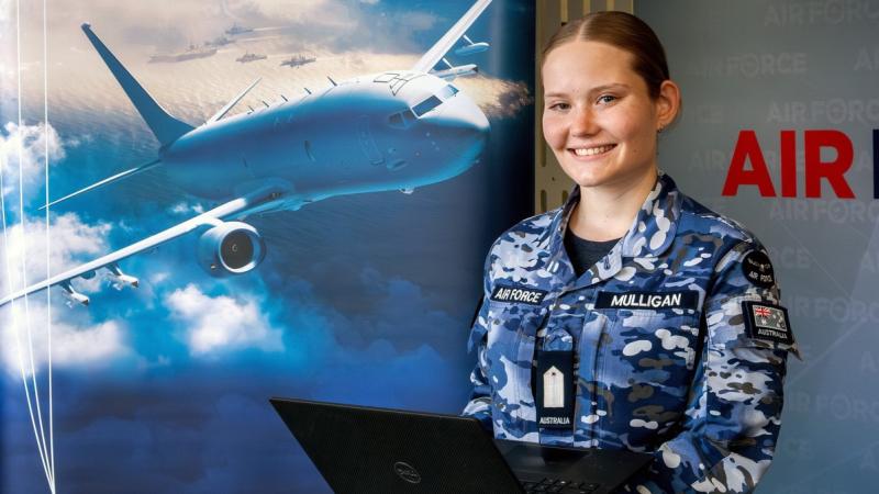 Air Force science student at the Australian Defence Force Academy open day.