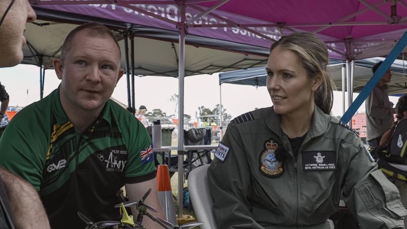 Australian Astronaut GPCAPT Katherine Bennell-Pegg visited the Drone Arena at the RAAF Richmond Air Show 2025 to meet the team and experience the first-person flying experience of a high-speed Drone Racer.