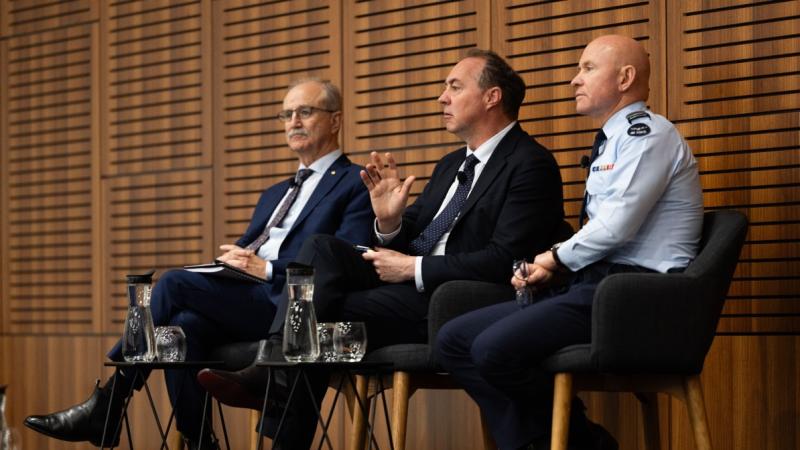 Defence leaders discuss industry capability during a conference panel session.