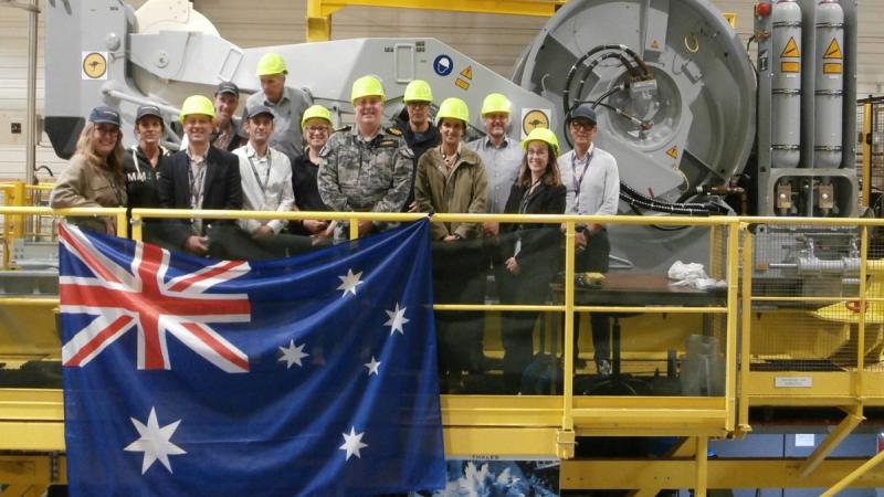 Thales and Royal Australian Navy personnel at the Thales Defence Mission Systems facility in Brest, France.