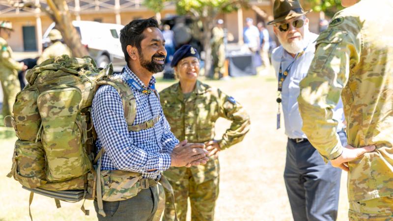 Invited guests at the National Employer Support Awards interact with ADF members at Victoria Barracks, NSW.