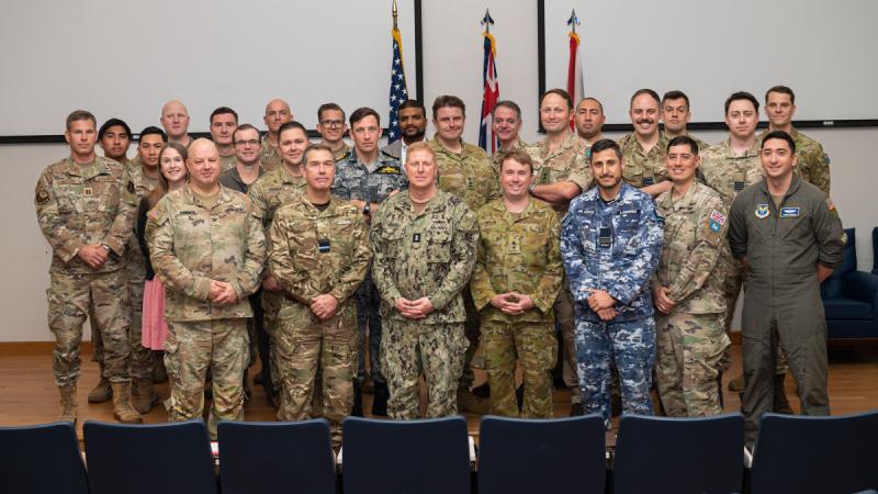 Military personnel attending an event in Pearl Harbor.