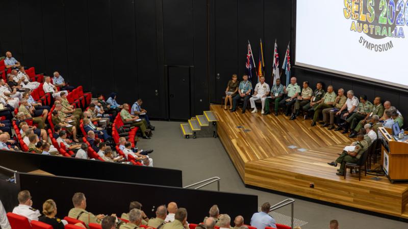 International senior enlisted leaders held a panel discussion during the Senior Enlisted Leaders Symposium at the Australian Defence Force Academy. 