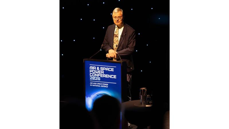 Dr Peter Layton visiting from Griffith Asia Institute presents Heterogenous Air Power at War during the Air and Space Power Conference 2026, Canberra.
