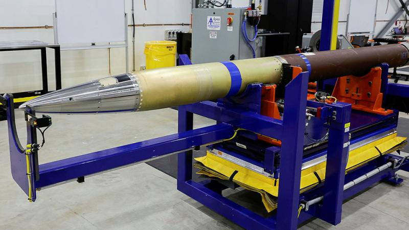 A missile in manufacturing.