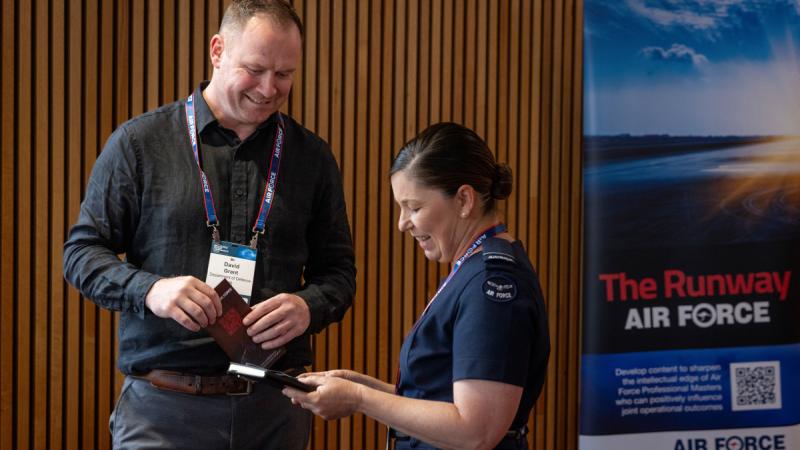 Mr David Grant from the Runway, a professional development portal during the The Air and Space Power Conference 2026 (ASPCon26), held 17 March in Canberra.