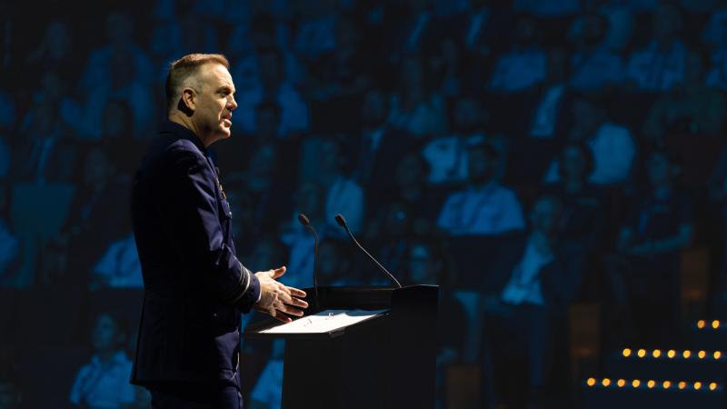 Chief of Air Force, Air Marshal Stephen Chappell DSC, CSC, OAM addresses the Air and Space Power Conference 2026, Canberra.