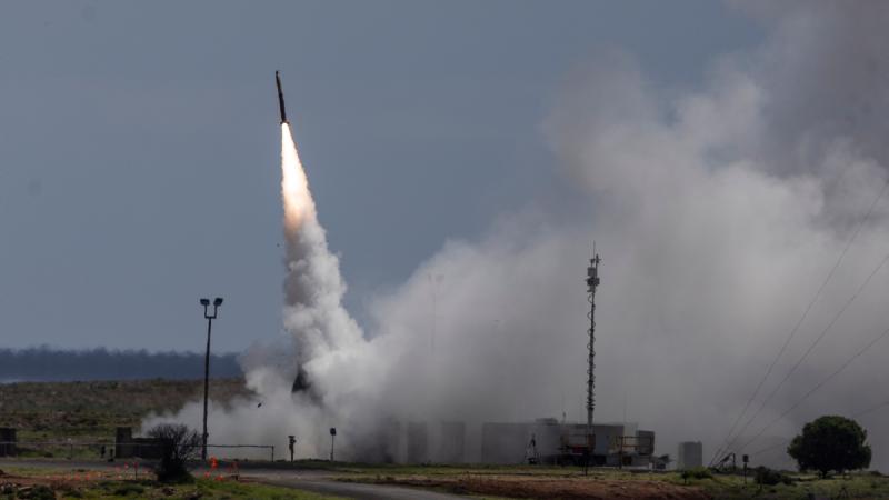 A missile launches off the back of an Army truck in Woomera.
