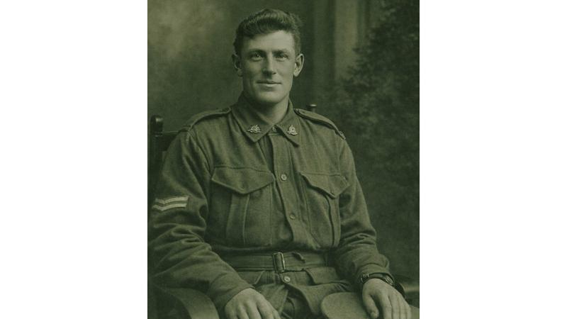 Portrait of a seated Australian soldier from World War I.